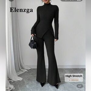 High Stretch Black Flare Pants with Boot Cut & top